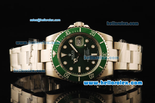 Rolex Submariner Automatic Movement ETA Coating Case with Green Ceramic Bezel and Steel Strap - Click Image to Close